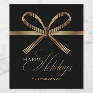 Elegant Bow Happy Holidays Wine Label