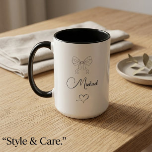 Elegant Bow & Heart Personalised Design Mug