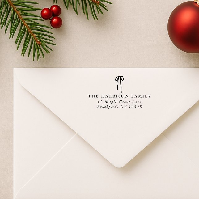 Elegant Bow, Holiday Family Address  Self-inking Stamp (Creator Uploaded)