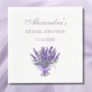 Elegant Bow Lavender Floral Bridal Shower  Napkin