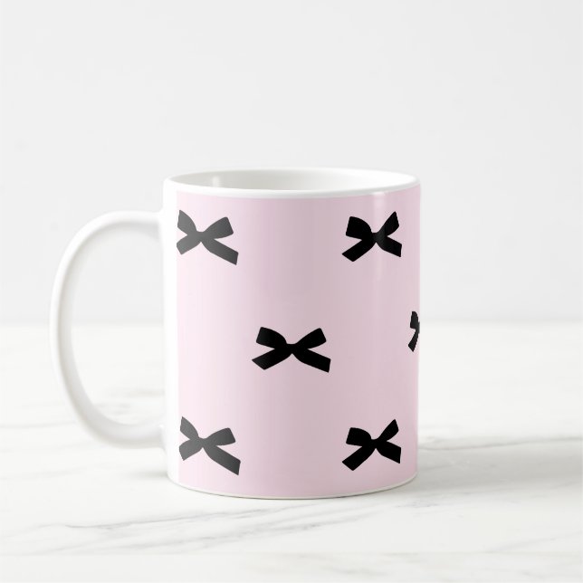 Elegant Bow-Patterned Ceramic Mug (Left)