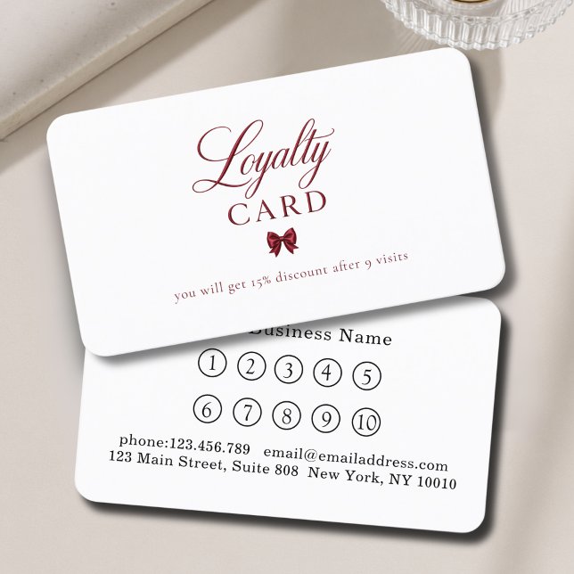 Elegant Bow Red White 10 Loyalty Cards (Elegant Bow Red White 10 Loyalty Cards)