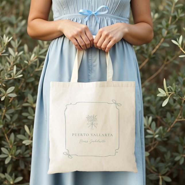 Elegant Bow Ribbon Floral Bachelorette Party Gift Tote Bag (Elegant Bow Ribbon Floral Bachelorette Party Gift Tote Bag (Front))