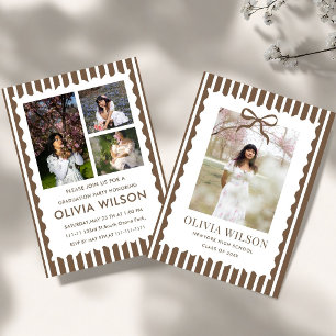 Elegant Bow Striped Graduation Party Invite, 2026  Invitation