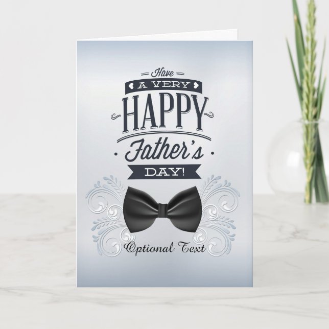 Elegant Bow Tie And Swirls-Happy Father's Day Card (Front)