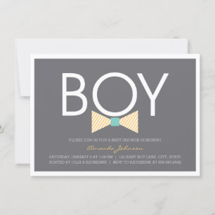 Elegant Bow Tie Boy Baby Shower Invitations