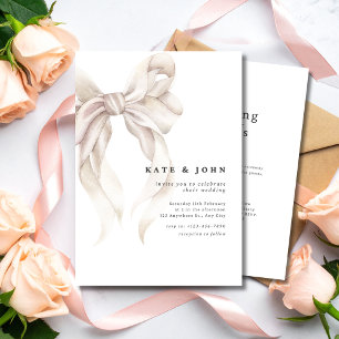 Elegant Bow Wedding Classic Minimalist Modern Invitation