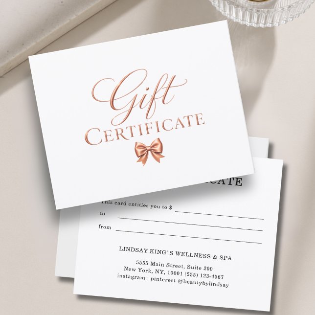 Elegant  Bow White Copper Gift Certificate (Elegant Bow White Copper Gift Certificate)