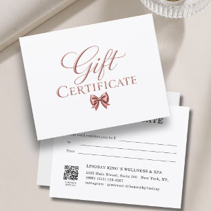 Elegant  Bow White Rosegold Gift Certificate
