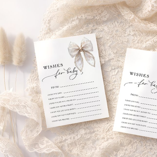 Elegant Bow Wishes For Baby Advice Game Card (Creator Uploaded)