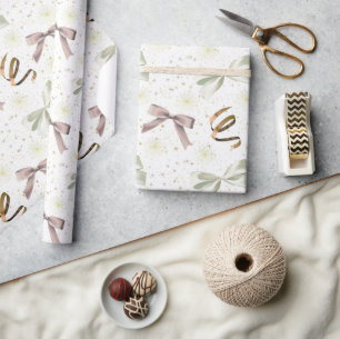 Elegant Bows and Ribbons and Stars Wrapping Paper