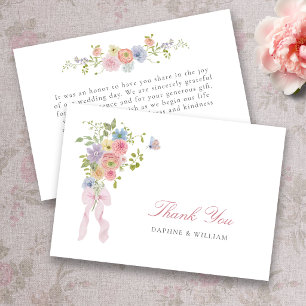 Elegant Bows and Wildflowers Thank You Card
