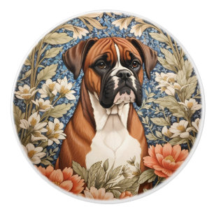 Elegant Boxer Dog William Morris Inspired  Ceramic Knob