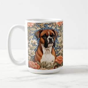 Elegant Boxer Dog William Morris Inspired Coffee Mug