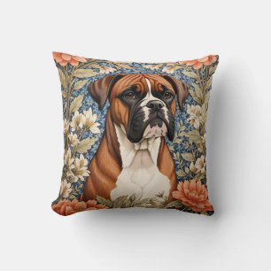 Elegant Boxer Dog William Morris Inspired Cushion