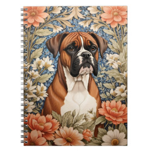 Elegant Boxer Dog William Morris Inspired Notebook
