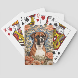 Elegant Boxer Dog William Morris Inspired  Playing Cards