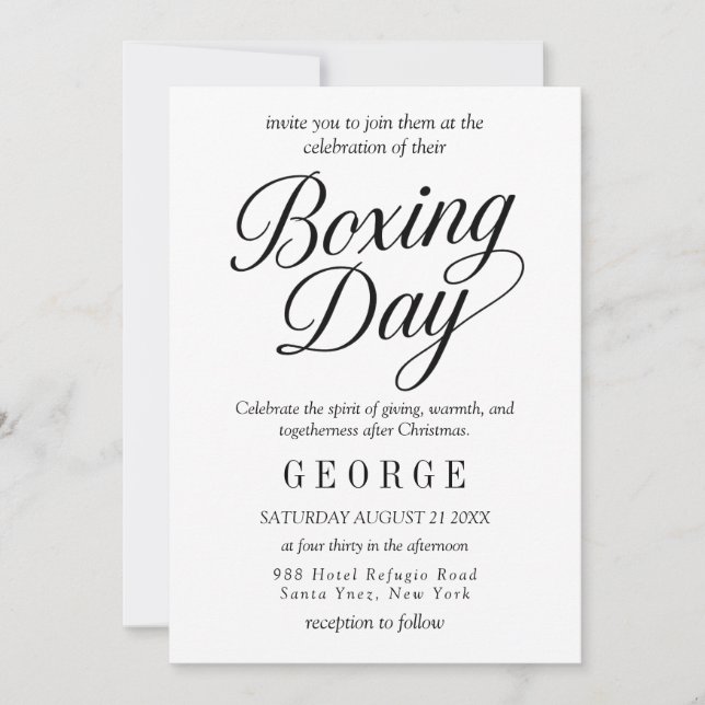 Elegant Boxing Day Invitation (Front)