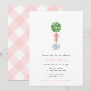 Elegant Boxwood Ginger Jar Little Girl Baby Shower Invitation