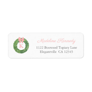 Elegant Boxwood Monogram Baby Girl Return Address Label
