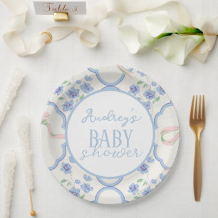 Elegant Boy Baby Shower Paper Plate