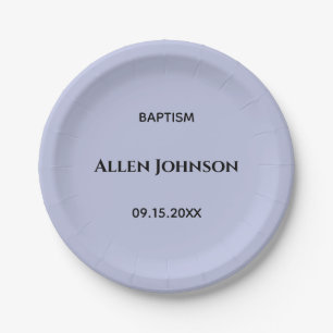 Elegant boy baptism paper plate