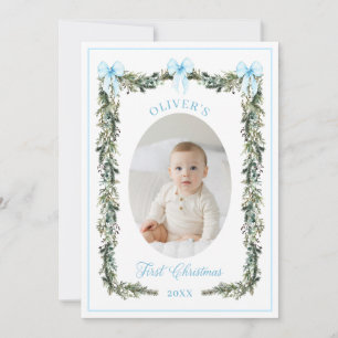 Elegant Boy First Christmas Photo Card