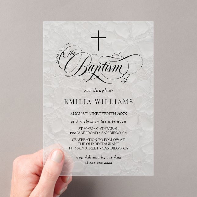 Elegant Boy Girl Baptism  Acrylic Invitations (Insitu (Handheld))