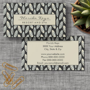 Elegant Braided Leaves Pattern Dark Grey Business Card