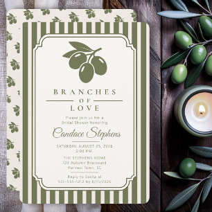 Elegant Branches of Love Olive Bridal Shower Invitation
