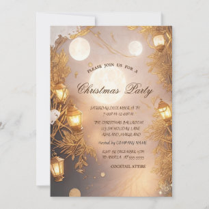 Elegant Branches Rustic Lantern Company Christmas  Invitation