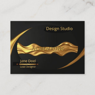 Elegant Branding – Crimson Gold Wave Luxury Opulen Business Card