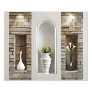 Elegant Brick Wall Fake Shelf Photo Print