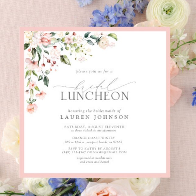Elegant Bridal Luncheon Floral Pink Invitation (Creator Uploaded)