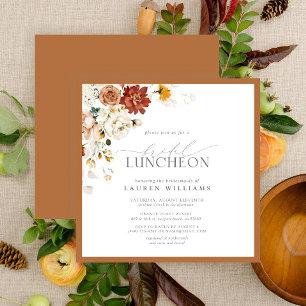 Elegant Bridal Luncheon Floral Rust Orange Invitation