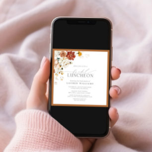 Elegant Bridal Luncheon Floral Rust Orange Invitation