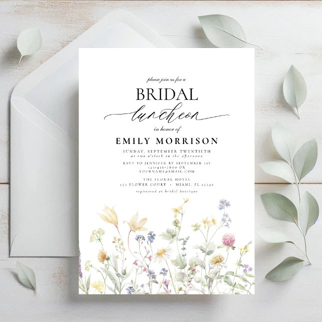 Elegant Bridal Luncheon Wildflower Invitation (Creator Uploaded)