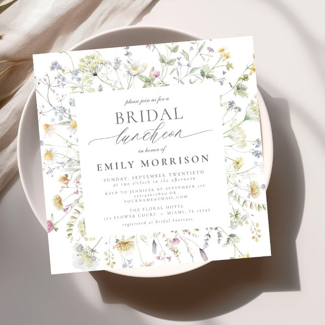 Elegant Bridal Luncheon Wildflower Sage Green Invitation (Creator Uploaded)