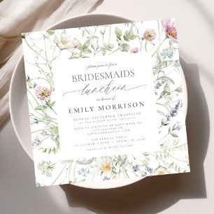 Elegant Bridal Luncheon Wildflower Sage Green Invitation