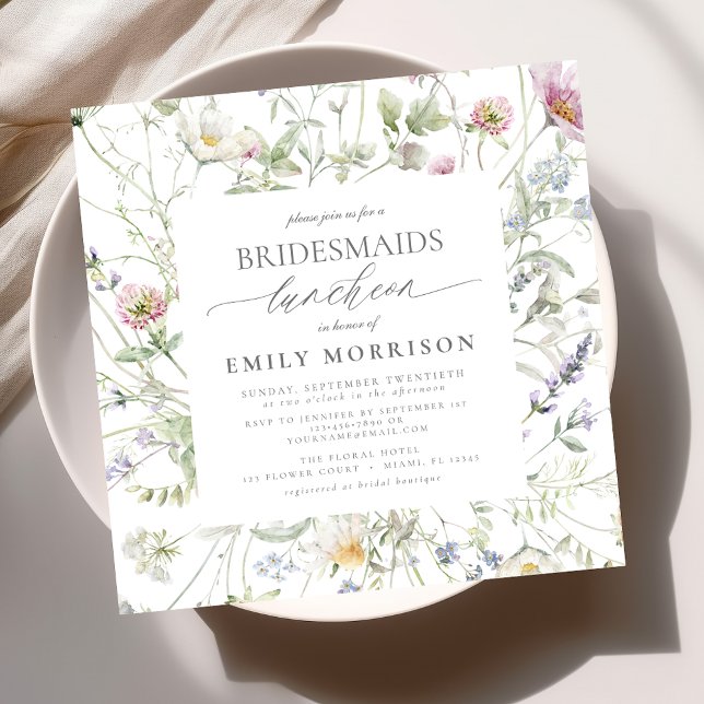 Elegant Bridal Luncheon Wildflower Sage Green Invitation (Creator Uploaded)