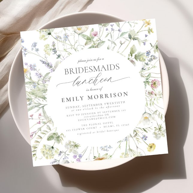 Elegant Bridal Luncheon Wildflower Sage Green Invitation (Creator Uploaded)