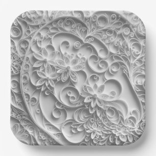 Elegant Bridal Paper Quilling Design Plate