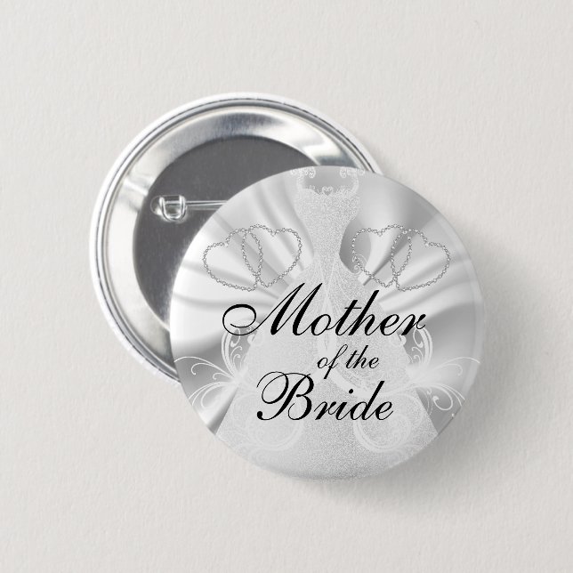 Elegant Bridal Party White Faux Satin  6 Cm Round Badge (Front & Back)