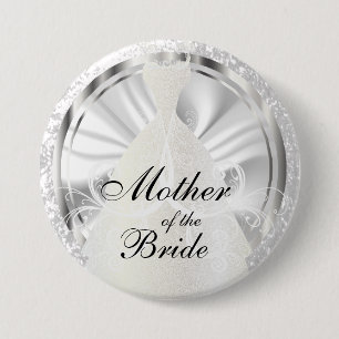 Elegant Bridal Party with White & Silver Accents 7.5 Cm Round Badge