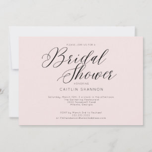 Elegant Bridal Shower Black Pink Invitation
