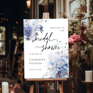 Elegant Bridal Shower blue wildflowers welcome Poster