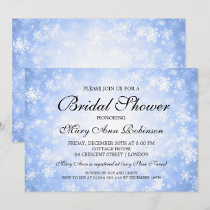Elegant Bridal Shower Blue Winter Wonderland Invitation