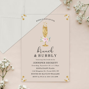 Elegant Bridal Shower Brunch & Bubbly Acrylic Invitations