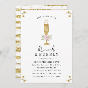 Elegant Bridal Shower Brunch & Bubbly Invitation