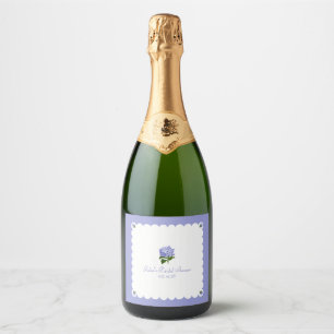 Elegant Bridal Shower Classic Hydrangea Scalloped Sparkling Wine Label